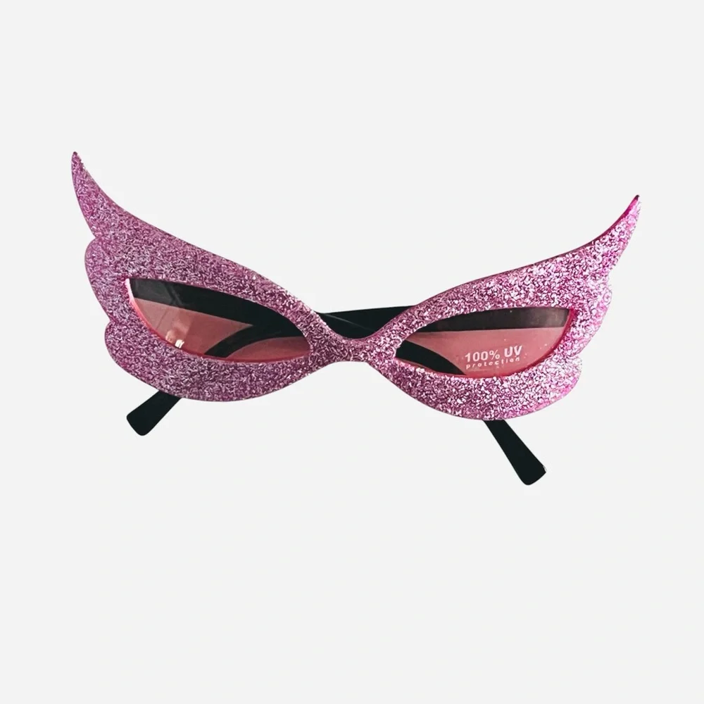 NWT Pink Glitter Cat Eye Sunglasses UV Protection Y2K Whimsigoth